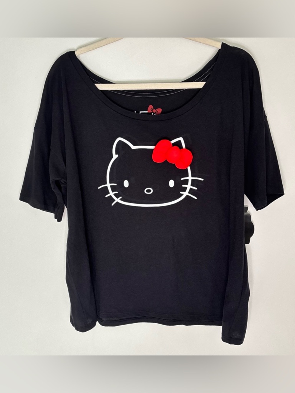 Vans Hello Kitty Red Bow Black T Shirt Women's Size XL NEW Casual Kidcore *E56